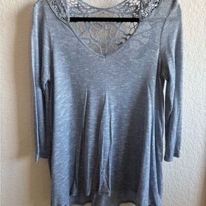 Chelsea & Violet Women's Blue Top with Lace Detail